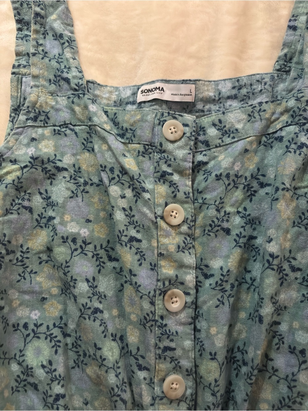 Sonoma Seafoam Floral Button-Front Tank Dress